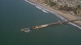 5K aerial stock footage of orbiting the SS Palo Alto shipwreck near Seacliff State Beach, Aptos, California Aerial Stock Footage | AXSF15_108