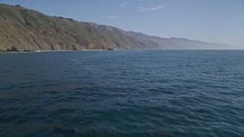 5K aerial stock footage of tilting up from the ocean to reveal coastal cliffs, Big Sur, California Aerial Stock Footage | AXSF16_104