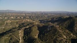 5K aerial stock footage approach power lines atop hills, San Luis Obispo County, California Aerial Stock Footage | AXSF17_003