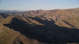 5K aerial stock footage video of flying by brown mountains, San Luis Obispo County, California Aerial Stock Footage | AXSF17_018