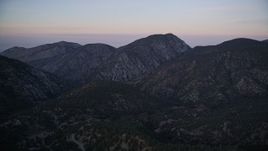 5K aerial stock footage of flying by mountains, Los Padres National Forest, California, twilight Aerial Stock Footage | AXSF17_060