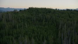 HD stock footage aerial video of flying over evergreen forest and brown hills in Jackson Hole, Wyoming, twilight Aerial Stock Footage | CAP_002_011