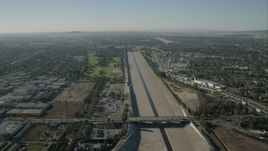 HD stock footage aerial video of following the LA River past Lynwood, California Aerial Stock Footage | CAP_003_003