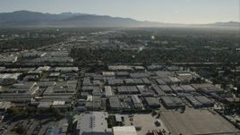HD stock footage aerial video of flying over warehouse buildings in Van Nuys, California Aerial Stock Footage | CAP_004_002