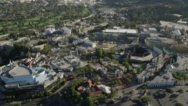 HD stock footage aerial video flyby Universal Studios Hollywood in Universal City, California Aerial Stock Footage | CAP_004_006
