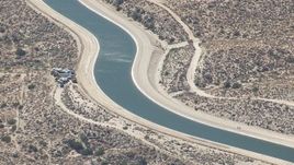 HD stock footage aerial video of a small section of the California Aqueduct in Palmdale, California Aerial Stock Footage | CAP_006_008