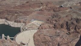 HD stock footage aerial video of Kingman Wash Access Road and Hoover Dam, Nevada Aerial Stock Footage | CAP_008_006