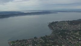 HD stock footage aerial video of Puget Sound and waterfront homes in Tacoma, Washington Aerial Stock Footage | CAP_009_020