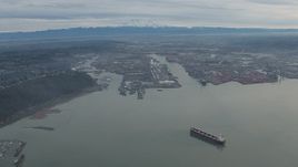 HD stock footage aerial video of the Port of Tacoma and Commencement Bay in Tacoma, Washington Aerial Stock Footage | CAP_009_021