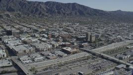 HD stock footage aerial video of Burbank Town Center, office buildings and hotel in Burbank, California Aerial Stock Footage | CAP_012_003