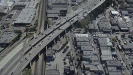 HD stock footage aerial video of a bird's eye view of light traffic on I-5 in Burbank, California Aerial Stock Footage | CAP_012_004