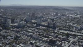 HD stock footage aerial video of tall office buildings around the 134 freeway in Glendale, California Aerial Stock Footage | CAP_012_007