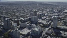 HD stock footage aerial video of tall office buildings beside the 134 freeway in Glendale, California Aerial Stock Footage | CAP_012_008