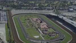 HD stock footage aerial video of the Santa Anita Park horse racing track in Arcadia, California Aerial Stock Footage | CAP_012_016