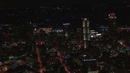 HD stock footage aerial video orbit skyscrapers and city buildings at night, Downtown Atlanta, Georgia Aerial Stock Footage | CAP_013_007