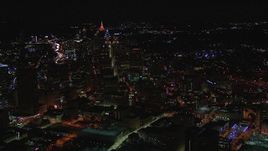 HD stock footage aerial video of circling skyscrapers and city buildings at night, Downtown and Midtown Atlanta, Georgia Aerial Stock Footage | CAP_013_010