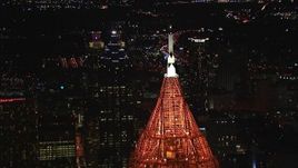 HD stock footage aerial video fly away from SunTrust Plaza, reveal Bank of America Plaza at night, Downtown Atlanta, Georgia Aerial Stock Footage | CAP_013_035