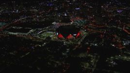 HD stock footage aerial video of slowly approaching the stadium at nighttime, Atlanta, Georgia Aerial Stock Footage | CAP_013_054