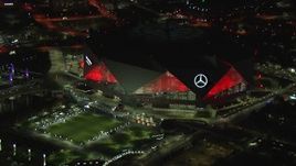 HD stock footage aerial video of a close orbit of the stadium at night, Atlanta, Georgia Aerial Stock Footage | CAP_013_084