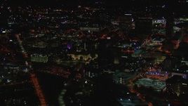 HD stock footage aerial video of orbiting the state capitol building at night, Downtown Atlanta, Georgia Aerial Stock Footage | CAP_013_088