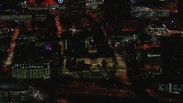 HD stock footage aerial video orbiting the state capitol building at night, Downtown Atlanta, Georgia Aerial Stock Footage | CAP_013_089