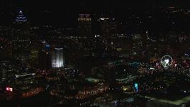 HD stock footage aerial video of city's downtown skyline at night, Downtown Atlanta, Georgia Aerial Stock Footage | CAP_013_113