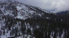 4K stock footage aerial video of snow-covered mountain slopes and evergreens, Inyo National Forest, California Aerial Stock Footage | CAP_015_021