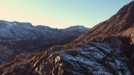 4K stock footage aerial video reverse view of a mountain valley at sunset, Inyo National Forest, California Aerial Stock Footage | CAP_015_035