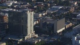 HD stock footage aerial video of apartment and college buildings in Hollywood, California Aerial Stock Footage | CAP_016_003