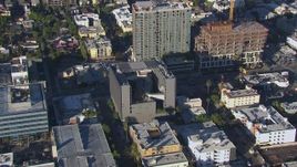 HD stock footage aerial video of circling Emerson College in Hollywood, California Aerial Stock Footage | CAP_016_006
