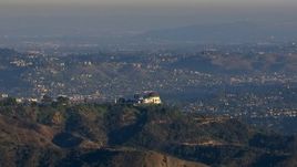 HD stock footage aerial video orbit Griffith Observatory in Los Angeles, California Aerial Stock Footage | CAP_016_036