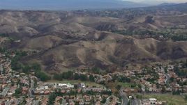 HD stock footage aerial video of orbiting hills scarred by fire, Malibu, California Aerial Stock Footage | CAP_018_008