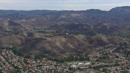 HD stock footage aerial video of circling hills scarred by fire, Malibu, California Aerial Stock Footage | CAP_018_010