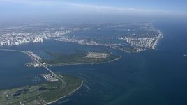HD stock footage aerial video of flying by Virginia Key and Biscayne Bay, Miami, Florida Aerial Stock Footage | CAP_020_002