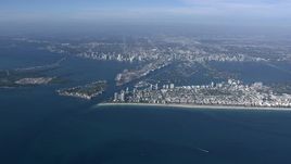 HD stock footage aerial video of a wide view of the bay, port and islands near Downtown Miami, Florida Aerial Stock Footage | CAP_020_008