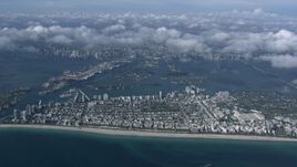 HD stock footage aerial video of a high altitude view of South Beach, Miami, Florida Aerial Stock Footage | CAP_020_012