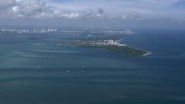 HD stock footage aerial video of flying by Key Biscayne, Miami, Florida Aerial Stock Footage | CAP_020_037