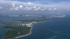 HD stock footage aerial video of passing Key Biscayne, Miami, Florida Aerial Stock Footage | CAP_020_041