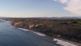 HD stock footage aerial video of flying by coastal cliffs at Torrey Pines, California Aerial Stock Footage | CAP_021_001
