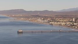 HD stock footage aerial video of approaching Oceanside Pier in Oceanside, California Aerial Stock Footage | CAP_021_022