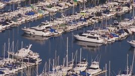 HD stock footage aerial video of yachts and sailboats at the harbor in Dana Point, California Aerial Stock Footage | CAP_021_061