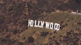 HD stock footage aerial video of slowly approaching the famous Hollywood Sign, Los Angeles, California Aerial Stock Footage | CAP_021_116
