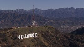 HD stock footage aerial video of orbiting the famous Hollywood Sign, Los Angeles, California Aerial Stock Footage | CAP_021_120
