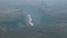 HD stock footage aerial video of flying by a river in a deep canyon near Victoria Falls, Zimbabwe Aerial Stock Footage | CAP_026_005