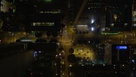 5K aerial stock footage bird's eye view of Los Angeles Public Library, South Hope Street, at night California Aerial Stock Footage | DCA01_044E