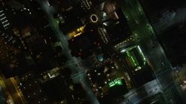 5K aerial stock footage bird's eye view of Downtown Los Angeles at night, California Aerial Stock Footage | DCA01_050