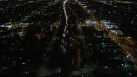 5K aerial stock footage following Highway 110 in Los Angeles at night, California Aerial Stock Footage | DCA01_061