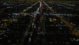 5K aerial stock footage following Highway 110 in Los Angeles at night, California Aerial Stock Footage | DCA01_062
