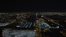 5K aerial stock footage approaching runway at Hawthorne Municipal Airport, California Aerial Stock Footage | DCA01_071