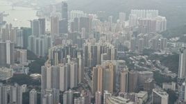 4K aerial stock footage flyby Kwai Chung apartment buildings, Hong Kong, China Aerial Stock Footage | DCA02_021